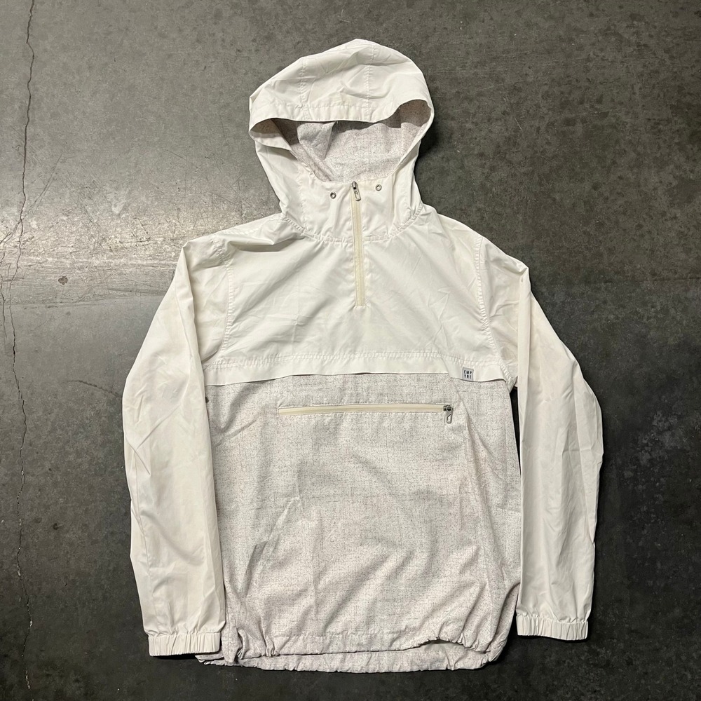 Empyre Mens White Grey Speckled Anorak Windbreaker Jacket Size M Pullover Hooded